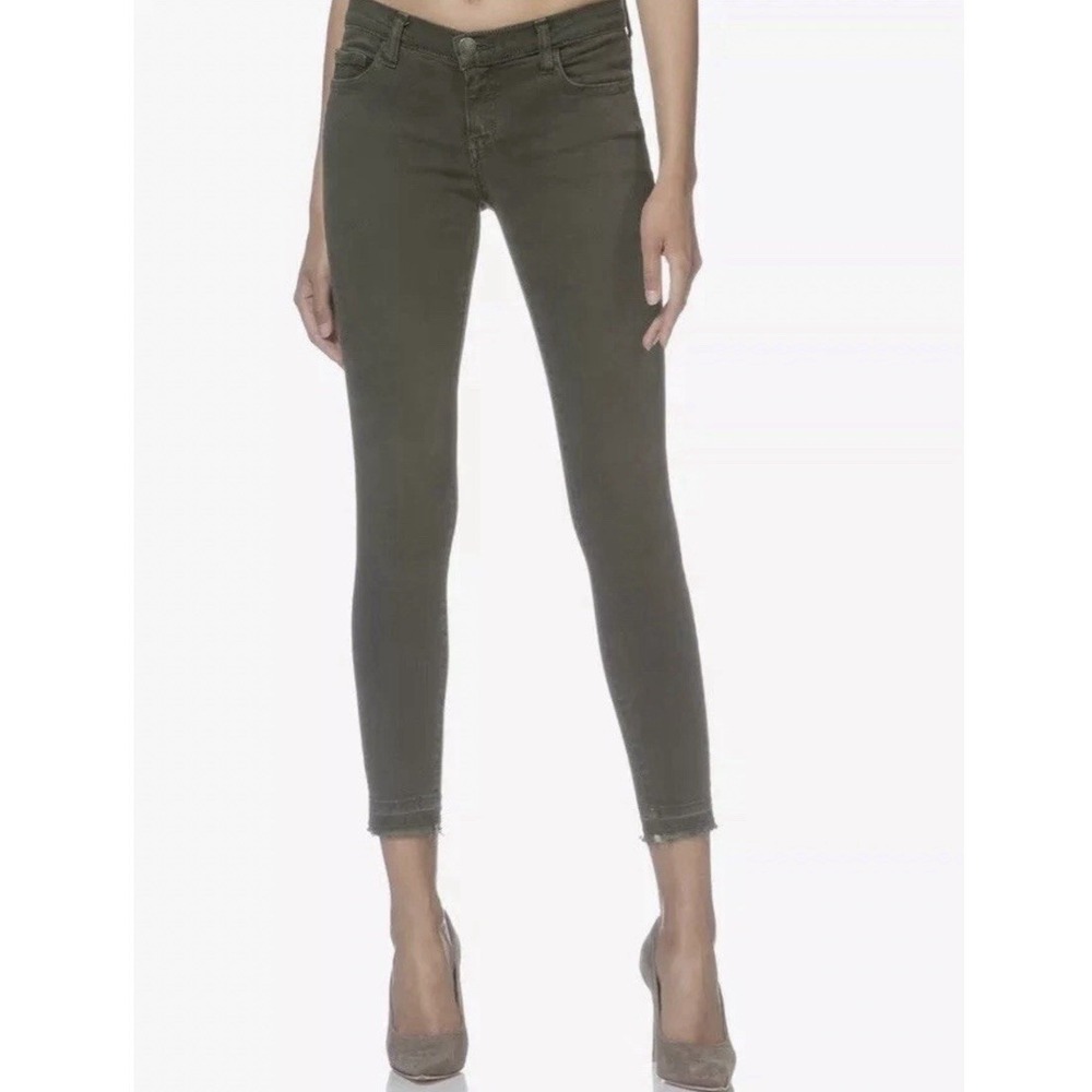 Current/Elliot The Stiletto Forest Night Released Hem Green Jeans Low Rise Sz 26